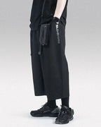 Clotechnow Ninja Motion Hakama pants in black with a wide-leg silhouette, side pocket, and techwear aesthetic.
