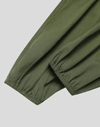 Clotechnow Forest Tone Hakama pants featuring a wide-leg silhouette and elasticated cuffs in a deep olive green fabric.