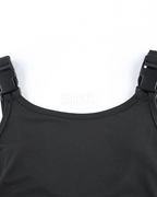 Dark graphic techwear t-shirt with an abstract futuristic print and relaxed urban streetwear silhouette, Clotechnow series 101 — view 14