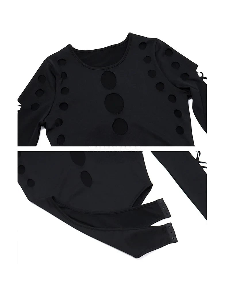 Dark graphic techwear t-shirt with an abstract futuristic print and relaxed urban streetwear silhouette, Clotechnow series 102 — view 6