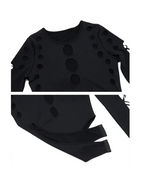 Dark graphic techwear t-shirt with an abstract futuristic print and relaxed urban streetwear silhouette, Clotechnow series 102 — view 6