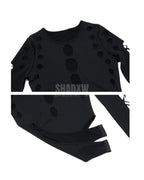 Dark graphic techwear t-shirt with an abstract futuristic print and relaxed urban streetwear silhouette, Clotechnow series 102 — view 6