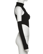 Dark graphic techwear t-shirt with an abstract futuristic print and relaxed urban streetwear silhouette, Clotechnow series 103 — view 9