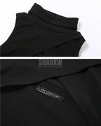 Dark graphic techwear t-shirt with an abstract futuristic print and relaxed urban streetwear silhouette, Clotechnow series 103 — view 11