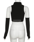 Dark graphic techwear t-shirt with an abstract futuristic print and relaxed urban streetwear silhouette, Clotechnow series 103 — view 10