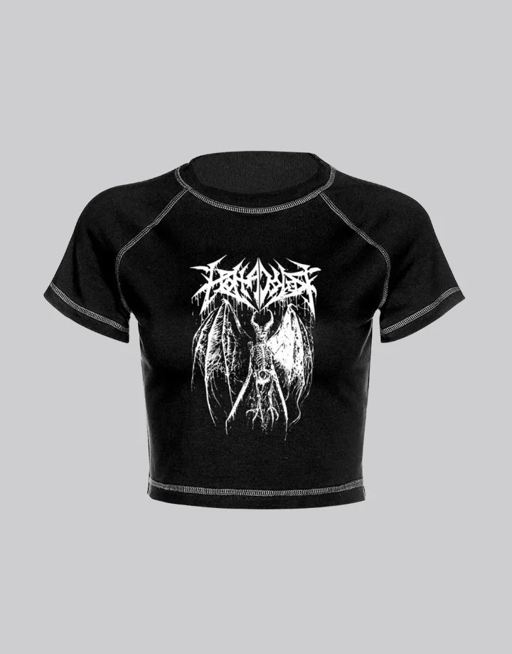 Dark graphic techwear t-shirt with an abstract futuristic print and relaxed urban streetwear silhouette, Clotechnow series 073 — view 1