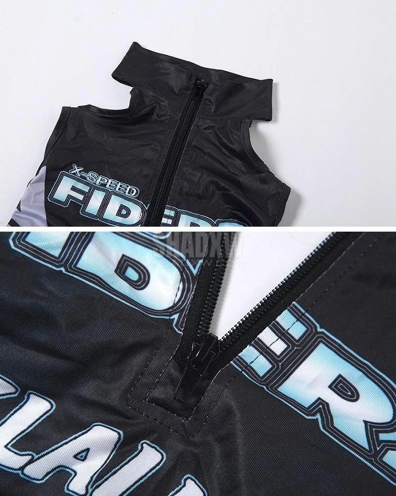 Dark graphic techwear t-shirt with an abstract futuristic print and relaxed urban streetwear silhouette, Clotechnow series 104 — view 13