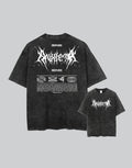 Dark graphic techwear t-shirt with an abstract futuristic print and relaxed urban streetwear silhouette, Clotechnow series 109 — view 1