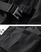 Dark graphic techwear t-shirt with an abstract futuristic print and relaxed urban streetwear silhouette, Clotechnow series 091 — view 7