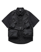 Dark graphic techwear t-shirt with an abstract futuristic print and relaxed urban streetwear silhouette, Clotechnow series 091 — view 2