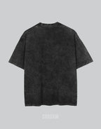 Oversized techwear t-shirt featuring a dark abstract grin graphic and shadow motifs, unisex cut and urban streetwear styling — view 2