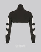Dark graphic techwear t-shirt with an abstract futuristic print and relaxed urban streetwear silhouette, Clotechnow series 067 — view 7