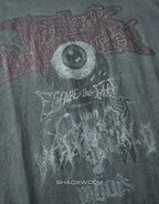 Unisex oversized techwear t-shirt with distressed grunge graphic, muted tones and a worn-in streetwear aesthetic — view 2