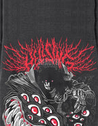 Dark graphic techwear t-shirt with an abstract futuristic print and relaxed urban streetwear silhouette, Clotechnow series 076 — view 2