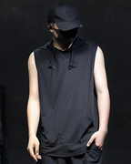 Dark graphic techwear t-shirt with an abstract futuristic print and relaxed urban streetwear silhouette, Clotechnow series 095 — view 4