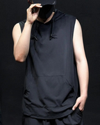 Dark graphic techwear t-shirt with an abstract futuristic print and relaxed urban streetwear silhouette, Clotechnow series 095 — view 6