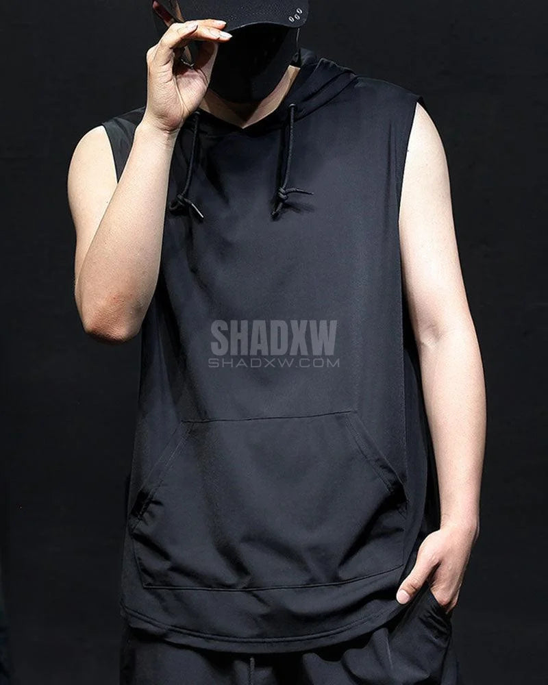 Dark graphic techwear t-shirt with an abstract futuristic print and relaxed urban streetwear silhouette, Clotechnow series 095 — view 6