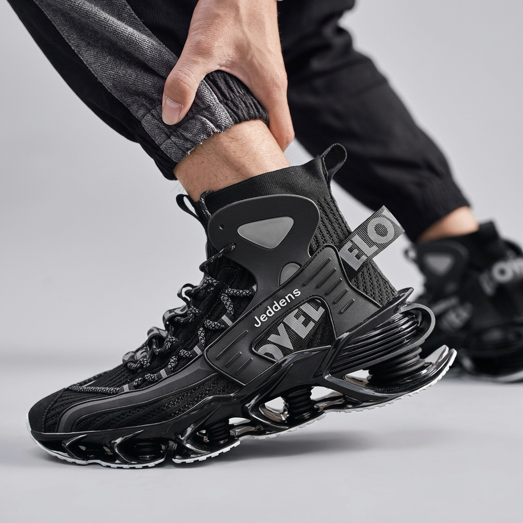 Black AeroFrame sneaker side detail showing the sculpted sole