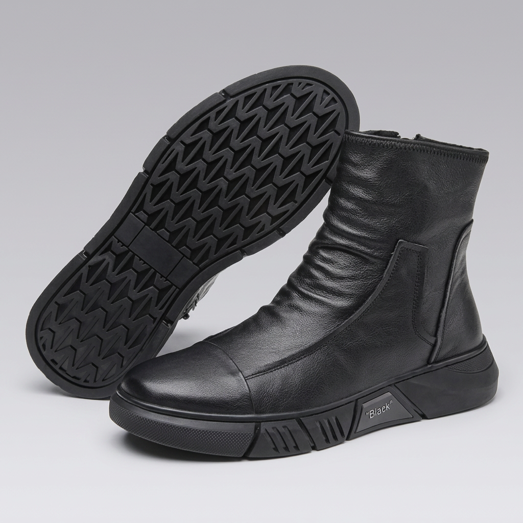 Clotechnow leather boot with rubber outsole tread view