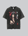 Oversized techwear t-shirt with a vintage-inspired crimson crest graphic, soft cotton-poly blend and unisex streetwear silhouette — view 1