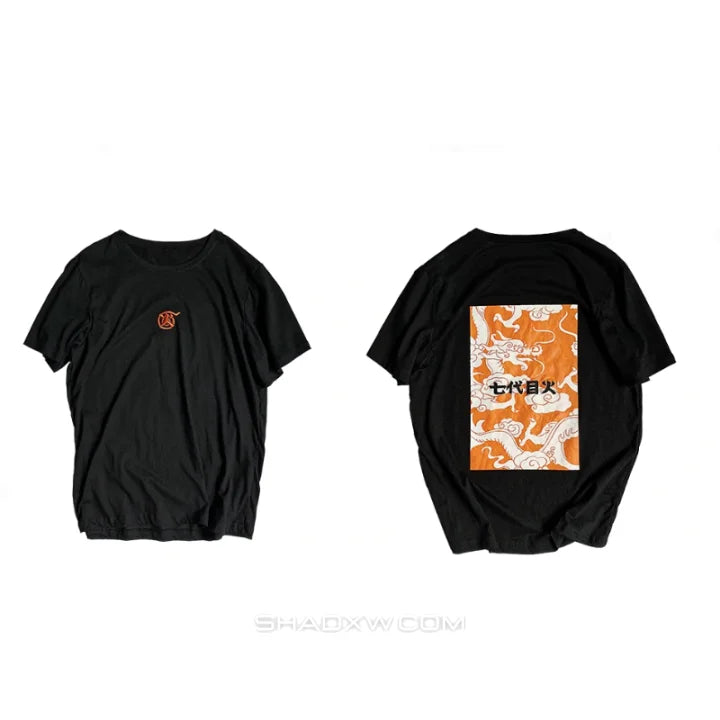 Dark graphic techwear t-shirt with an abstract futuristic print and relaxed urban streetwear silhouette, Clotechnow series 057 — view 10