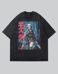 Dark graphic techwear t-shirt with an abstract futuristic print and relaxed urban streetwear silhouette, Clotechnow series 088 — view 1