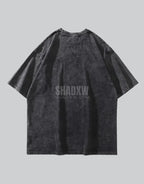 Dark graphic techwear t-shirt with an abstract futuristic print and relaxed urban streetwear silhouette, Clotechnow series 088 — view 5