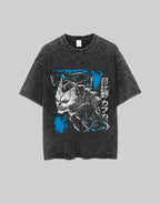 Dark graphic techwear t-shirt with an abstract futuristic print and relaxed urban streetwear silhouette, Clotechnow series 111 — view 3