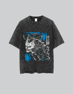 Dark graphic techwear t-shirt with an abstract futuristic print and relaxed urban streetwear silhouette, Clotechnow series 111 — view 3