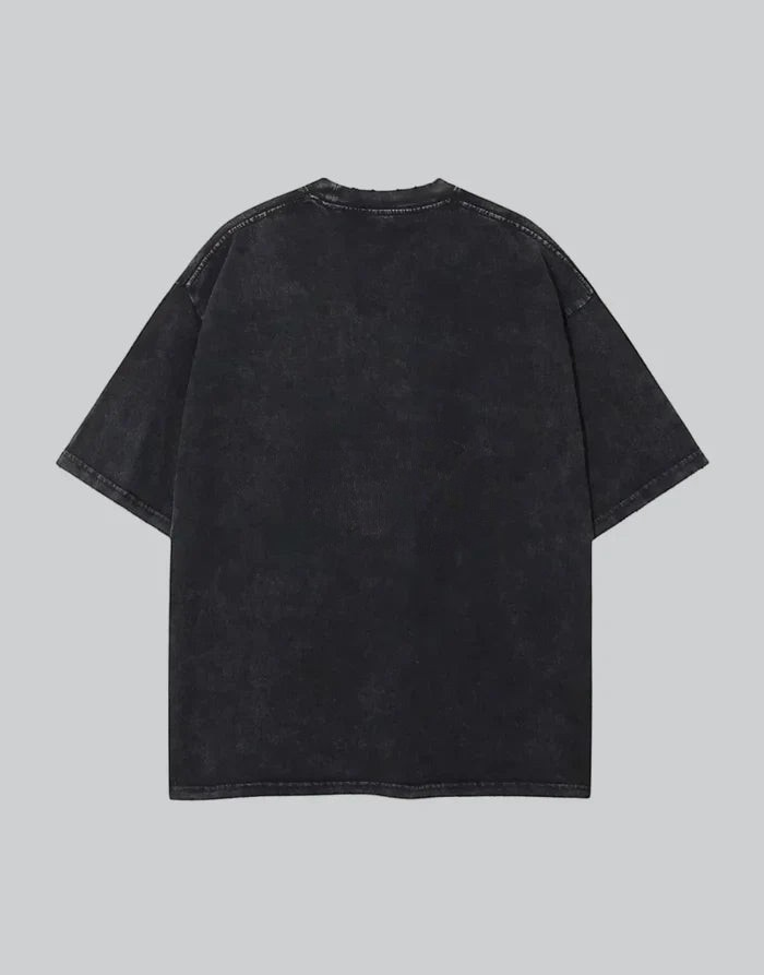 Dark graphic techwear t-shirt with an abstract futuristic print and relaxed urban streetwear silhouette, Clotechnow series 111 — view 4