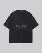 Dark graphic techwear t-shirt with an abstract futuristic print and relaxed urban streetwear silhouette, Clotechnow series 111 — view 4