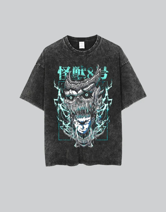 Dark graphic techwear t-shirt with an abstract futuristic print and relaxed urban streetwear silhouette, Clotechnow series 111 — view 2