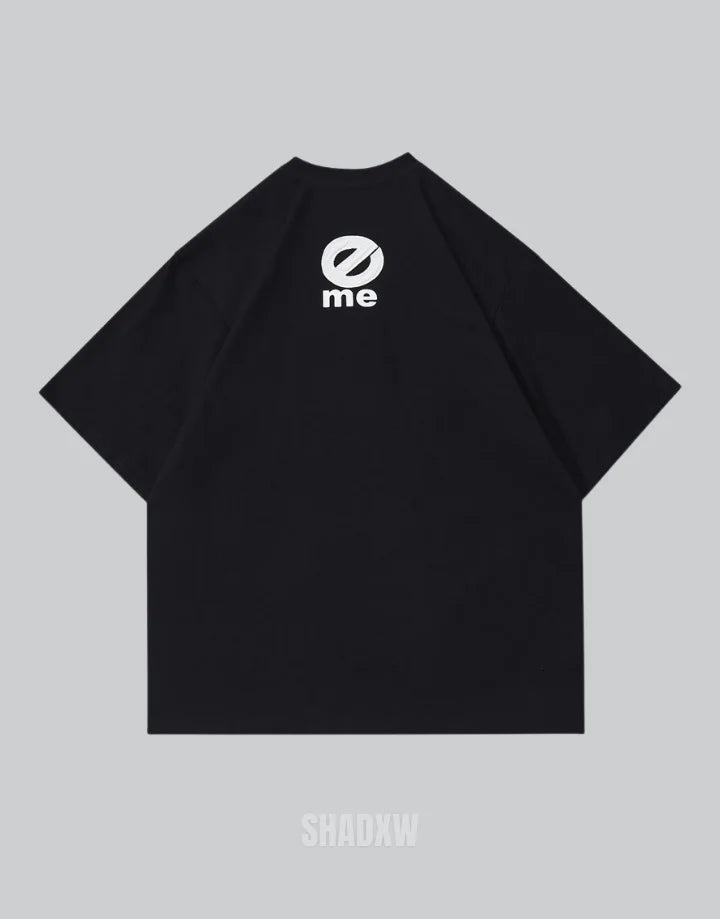 Oversized street techwear tee with exaggerated shoulders and long hem in a muted palette for futuristic urban styling — view 3