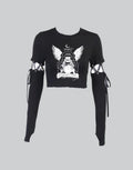 Dark graphic techwear t-shirt with an abstract futuristic print and relaxed urban streetwear silhouette, Clotechnow series 068 — view 1