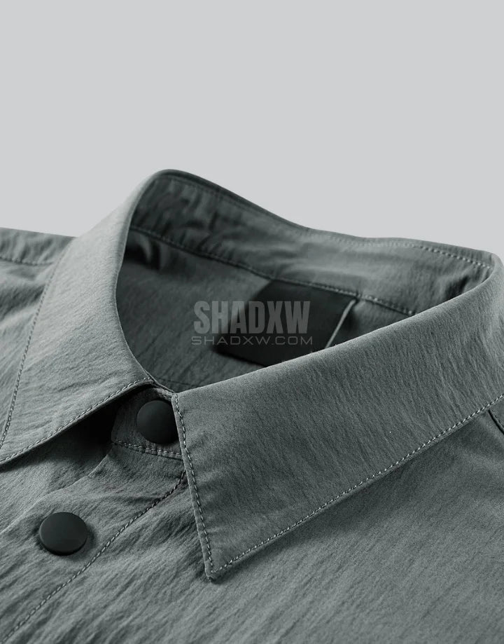 Dark graphic techwear t-shirt with an abstract futuristic print and relaxed urban streetwear silhouette, Clotechnow series 056 — view 4