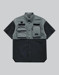 Dark graphic techwear t-shirt with an abstract futuristic print and relaxed urban streetwear silhouette, Clotechnow series 056 — view 1