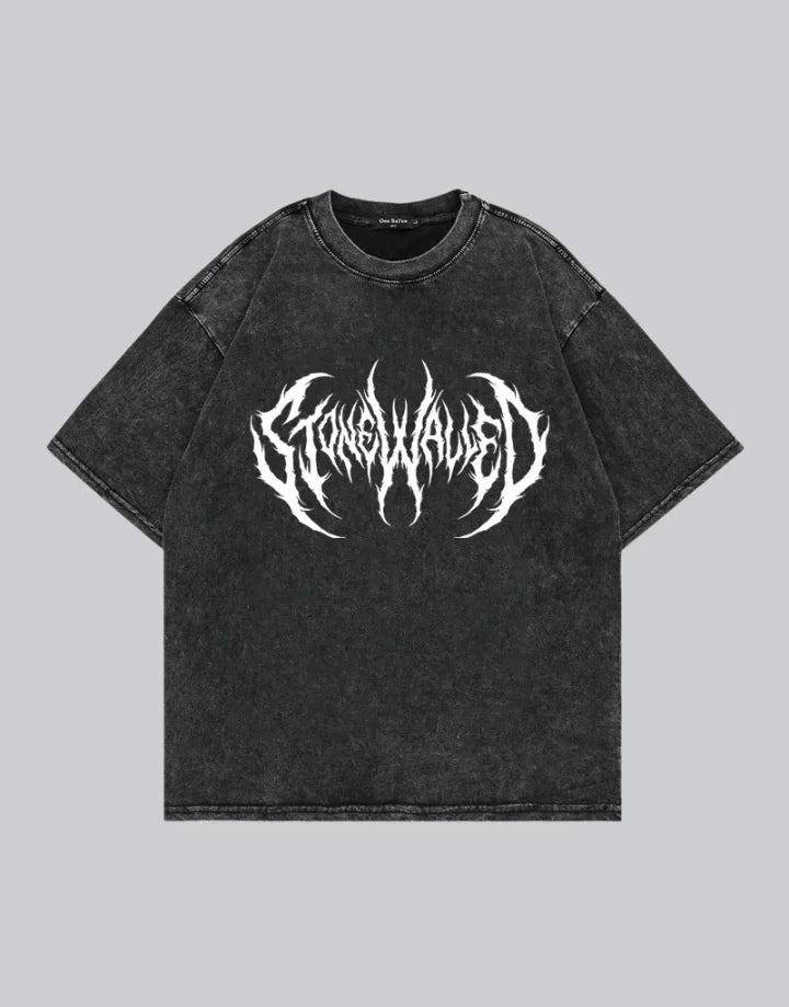 Dark graphic techwear t-shirt with an abstract futuristic print and relaxed urban streetwear silhouette, Clotechnow series 054 — view 1