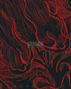 Dark graphic techwear t-shirt with an abstract futuristic print and relaxed urban streetwear silhouette, Clotechnow series 097 — view 13