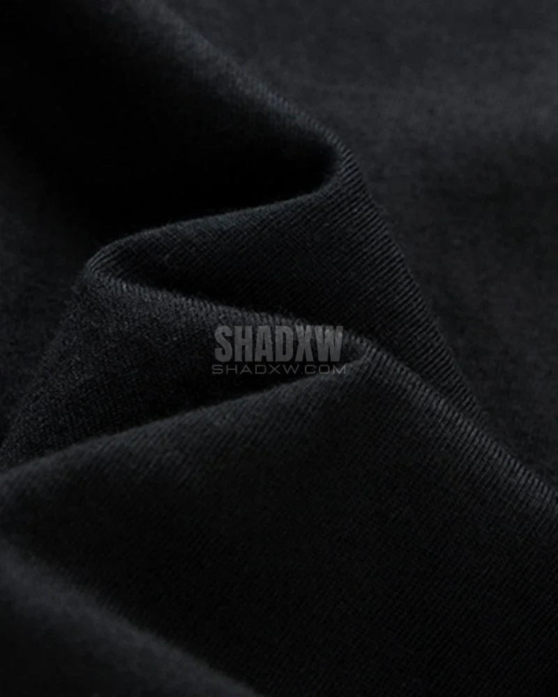 Dark graphic techwear t-shirt with an abstract futuristic print and relaxed urban streetwear silhouette, Clotechnow series 097 — view 15
