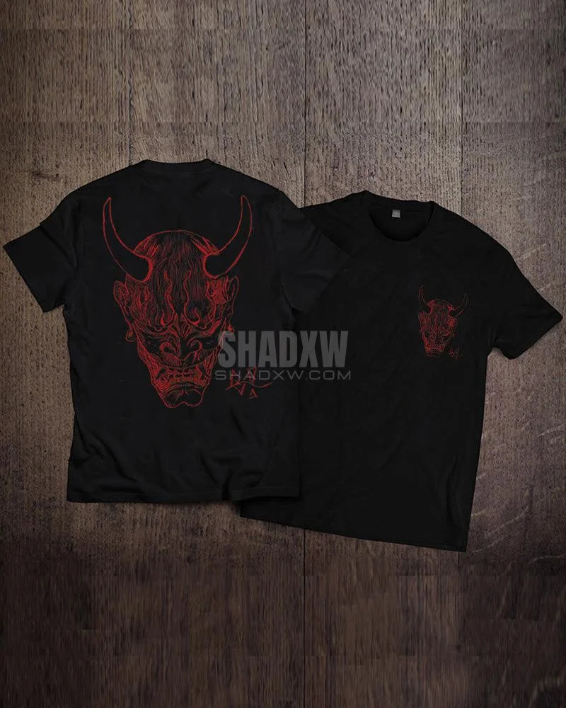 Dark graphic techwear t-shirt with an abstract futuristic print and relaxed urban streetwear silhouette, Clotechnow series 097 — view 8
