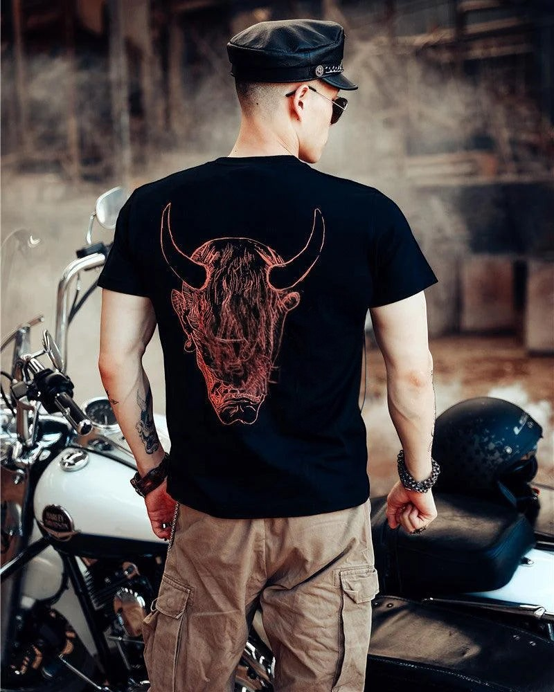 Dark graphic techwear t-shirt with an abstract futuristic print and relaxed urban streetwear silhouette, Clotechnow series 097 — view 9