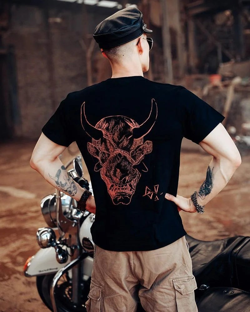 Dark graphic techwear t-shirt with an abstract futuristic print and relaxed urban streetwear silhouette, Clotechnow series 097 — view 10