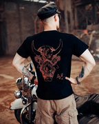 Dark graphic techwear t-shirt with an abstract futuristic print and relaxed urban streetwear silhouette, Clotechnow series 097 — view 10