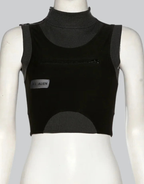 Dark graphic techwear t-shirt with an abstract futuristic print and relaxed urban streetwear silhouette, Clotechnow series 077 — view 4