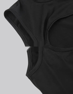 Dark graphic techwear t-shirt with an abstract futuristic print and relaxed urban streetwear silhouette, Clotechnow series 079 — view 11
