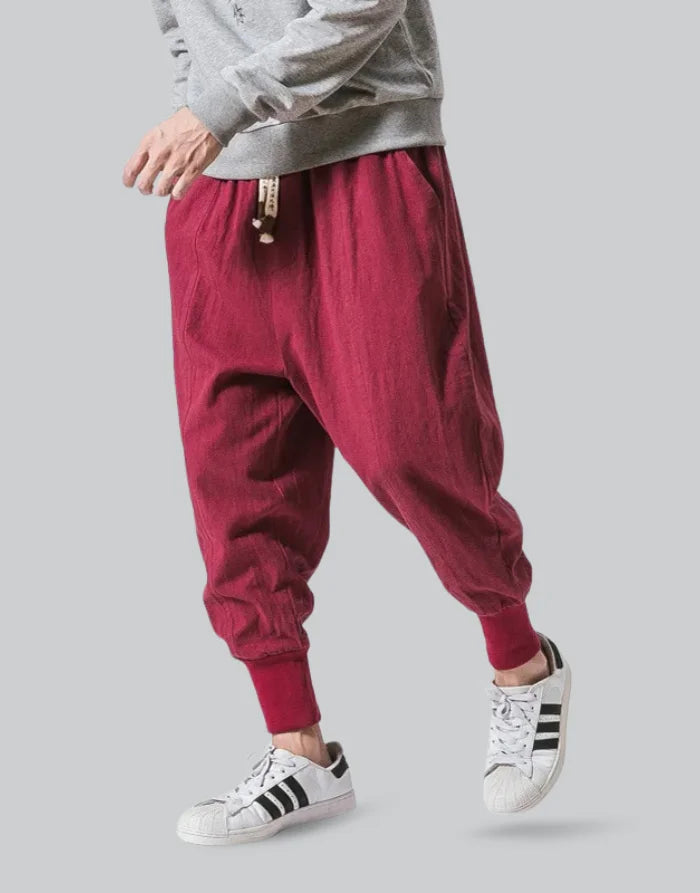 Crimson Fold Hakama Pants — product view 1