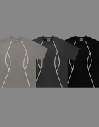 Dark graphic techwear t-shirt with an abstract futuristic print and relaxed urban streetwear silhouette, Clotechnow series 089 — view 4