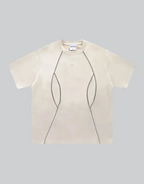 Dark graphic techwear t-shirt with an abstract futuristic print and relaxed urban streetwear silhouette, Clotechnow series 089 — view 3