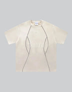 Dark graphic techwear t-shirt with an abstract futuristic print and relaxed urban streetwear silhouette, Clotechnow series 089 — view 3
