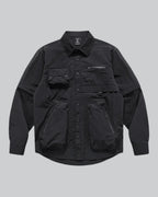 Dark graphic techwear t-shirt with an abstract futuristic print and relaxed urban streetwear silhouette, Clotechnow series 092 — view 1